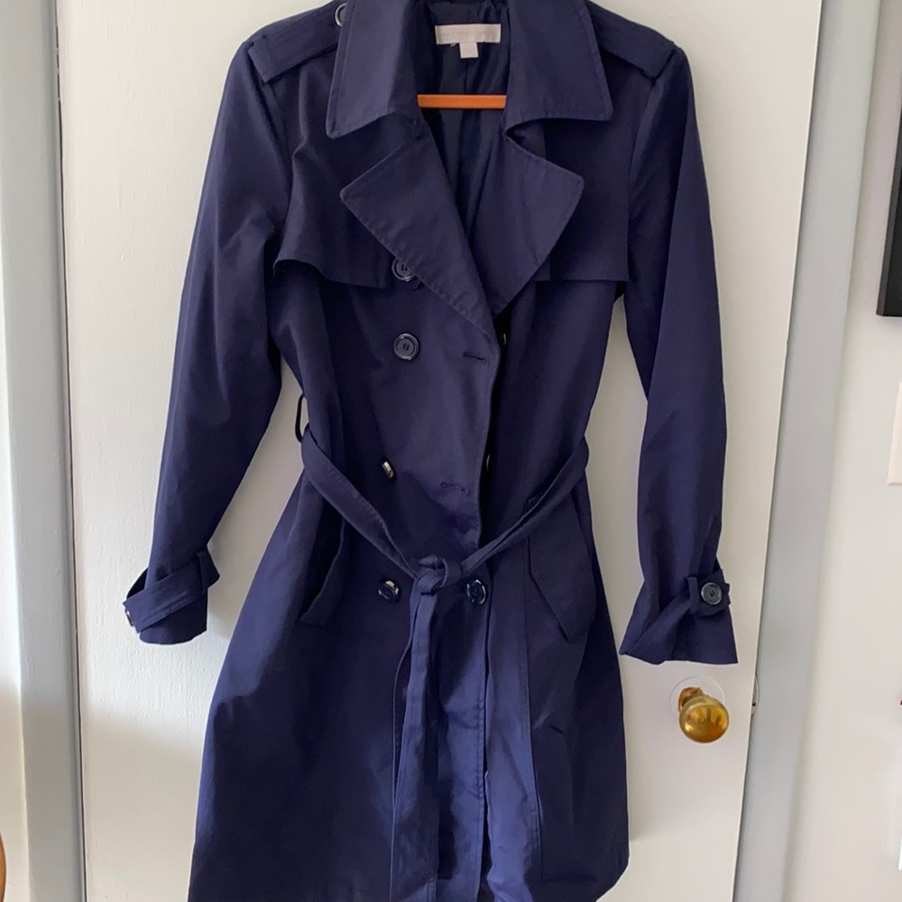 New York and company large navy blue trenchcoat